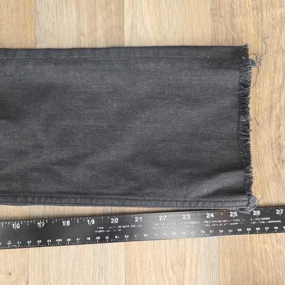 Everlane The Original Cheeky Straight Jeans Black Size 25 High Rise Frayed Hem - Picture 8 of 9